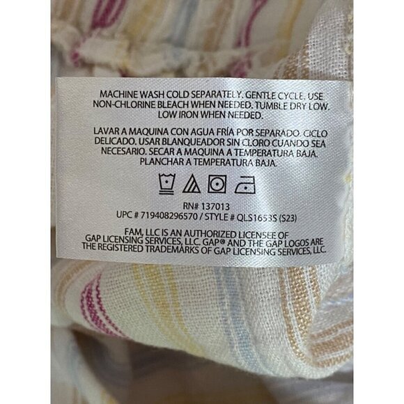 Gap Linen Shorts Women's Size XL Cream with Stripes Pockets Elastic Waist NWT - Picture 8 of 12